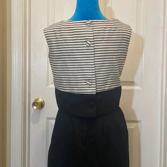 EUC Vintage Zip Up Black Dress with Removable Striped Blouse - Picture 5 of 11